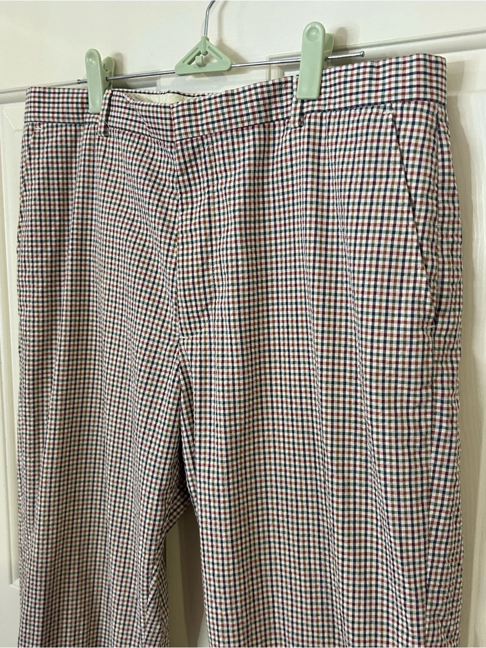 J. Crew Seersucker Gingham Check Pants Mens 34x32 Multicolor Cotton Straight Leg
